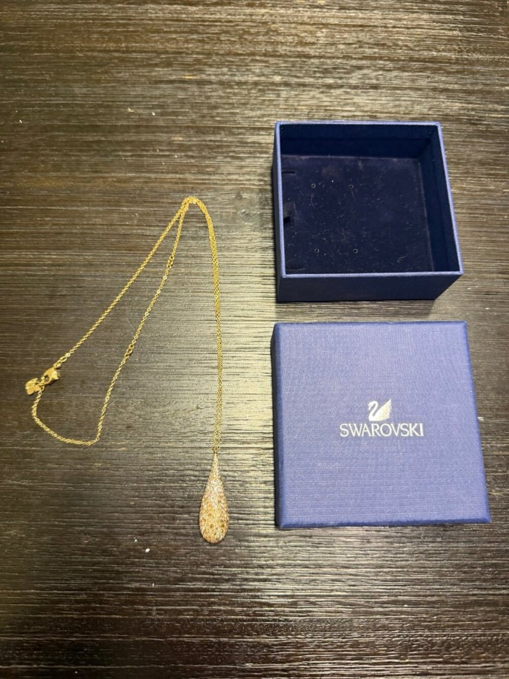 Swarovski Gold Teardrop Pendant Necklace